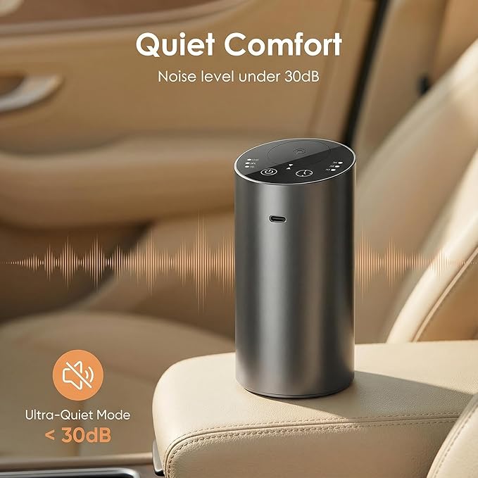 Waterless Car Diffuser, Battery Operated Essential Oil Diffuser with Timer, No Leakage Technology, Super Quiet Cordless Aromatherapy for Car - Bloomnest