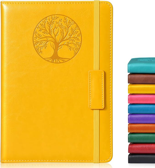 Lined Journal Notebook for Women Men,256 Pages A5 Hardcover Leather Journals for Writing,Travel,Business,Work & School,College Ruled Notebooks for Note Taking,Diary Notepad 5.7"×8.3" yellow - Bloomnest