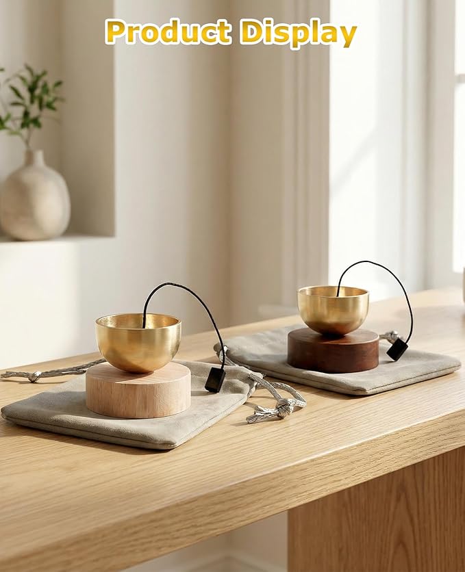 2PCS Mini Singing Bowl Set, Sound Bowls Meditation Set for Healing Relaxation, Mindfulness, Chakra Healing, Stress Relief, Self-regulation, Gifts for Women and Men - Bloomnest
