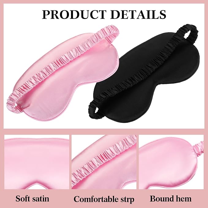 12 Pcs Silk Eye Masks for Sleep Bulk, Soft Satin Eye Covers for Sleeping Women Men Night Mask with Adjustable Elastic Strap Sleep Cover Blindfold Eyeshade for Travel Nap, 4 Colors - Bloomnest