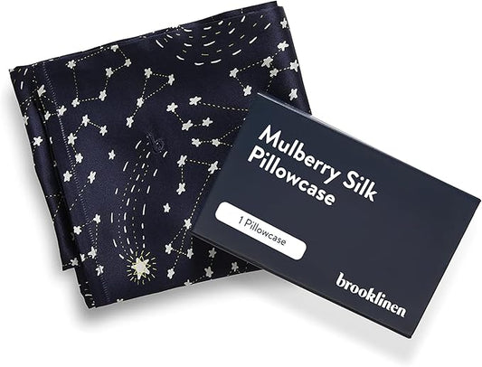 Brooklinen Mulberry Silk Pillowcase – 100% Pure Silk Pillow Case, Soft & Durable, Anti-Friction Comfort, Hight Quality Smooth Texture – Machine Washable & Breathable – Standard Size (Celestial) - Bloomnest