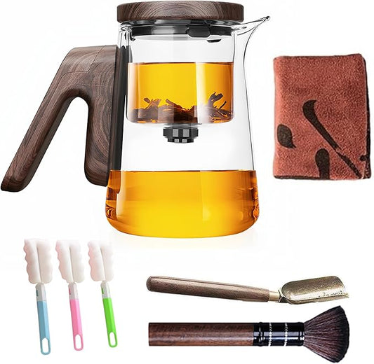 Small 25.4oz Enchanted Glass Teapot, YJX Magnetic Brewing Tea Pot Designed for Convenience, Witchcraft Magic with Strainer for Separation of Loose Tea and Water (750ml)