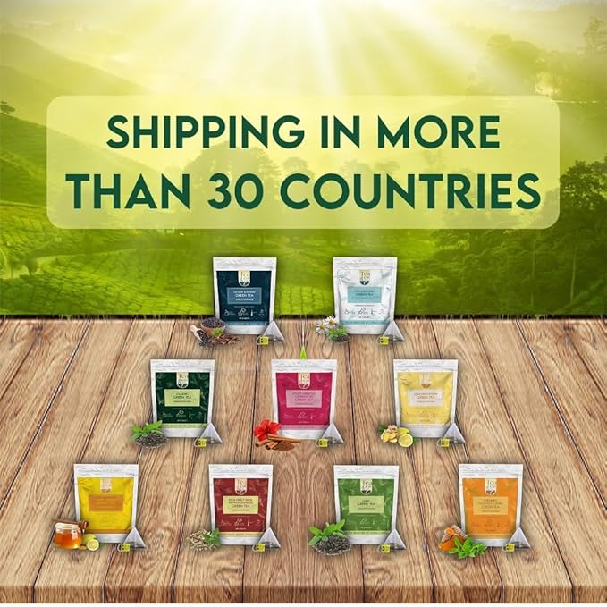 Tulsi Ashwagandha Green Tea Bags (50 Count), Green Tea with Tulsi, Ashwagandha, Lemongrass and Black Pepper, Caffeinated, Real and Natural Green Tea, Blended with Fresh Herbs and Spices, Gluten Free - Bloomnest