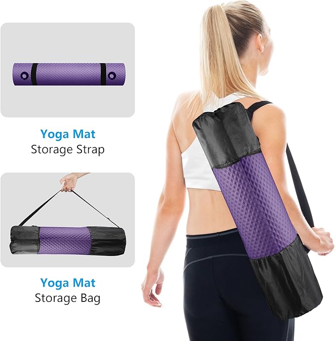 LFS Yoga Mat 72.8" x 31.5" x 2/5 inch Thick With Strap and Bag, Extra Wide Workout Mat for Women and Men, Non Slip Exercise Mat for Home Outdoor Yoga, Pilates, Stretching, Floor & Fitness Workouts - Bloomnest