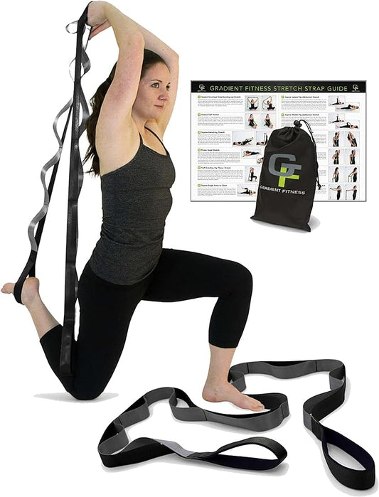 Gradient Fitness Stretching Strap for Physical Therapy, 12 Multi-Loop Stretch Strap 1.5" W x 8' L, Neoprene Handles, Physical Therapy Equipment, Yoga Straps for Stretching, Leg Stretcher. - Bloomnest