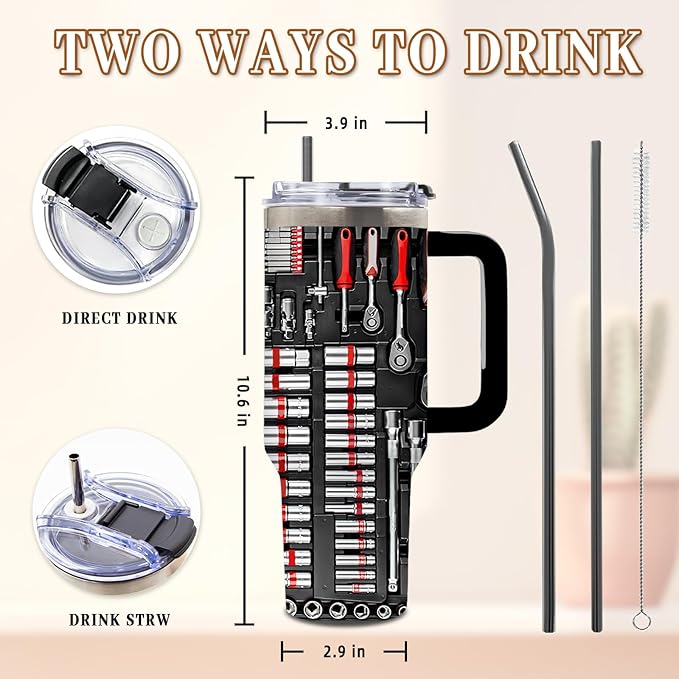 DUUV Mechanic Gifts, Mechanic Tumbler 40 Oz, Stainless Steel Insulated Mug, Christmas Thanksgiving Birthday Gifts for Mechanics Car Enthusiasts, Funny Coffee Travel Mug for Auto Repair Workers, 1PCS - Bloomnest