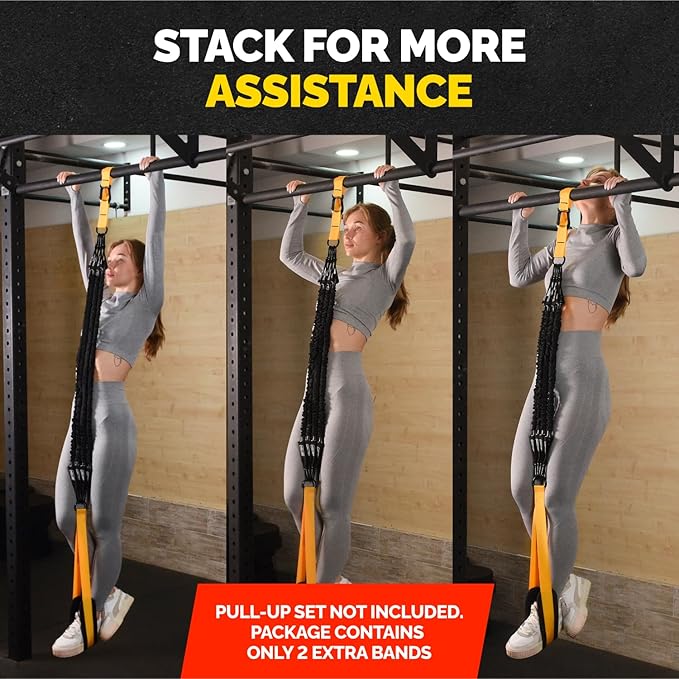 Pull Up Assistance Bands Set - 4 Heavy-Duty Pull Up Bands, Height Adjustable Strap & Comfortable Foot Strap - Stackable Pull Up Resistance Bands for Pull Ups - Bloomnest