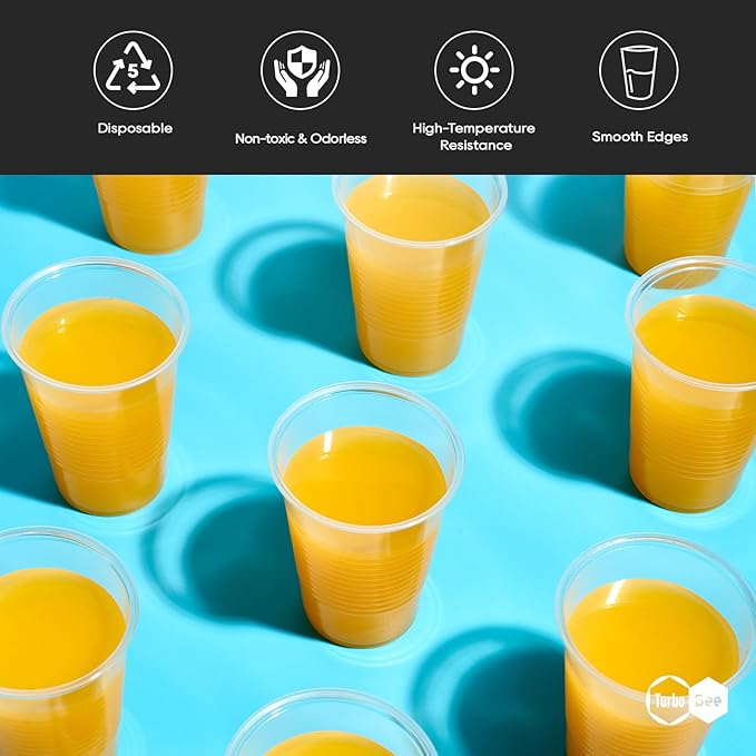 Turbo Bee 500 Pack 9oz Disposable Plastic Cups,Heat-Resistant & Food Safe Drinking Cups for Hot/Cold Beverages, Perfect for Schools, Offices, Events & Commercial Use - Bloomnest