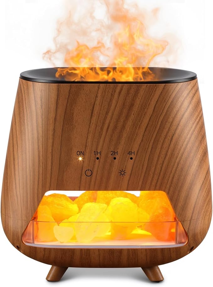Essential Oil Diffuser for Home: 200ml Aromatherapy Diffuser with Himalayan Pink Salt Rock, Cool Mist Humidifier with Auto Off Function and 9 Colors LED Night Light for Bedroom - Bloomnest