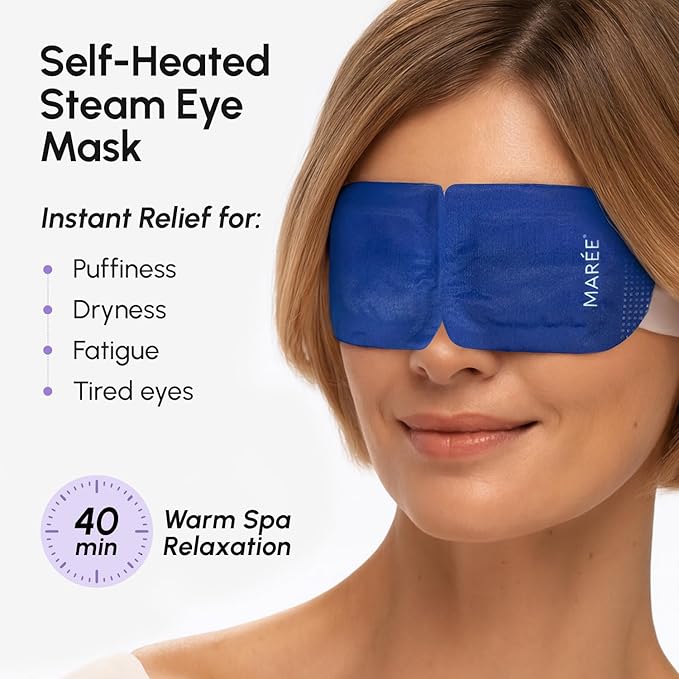 MAREE Steam Eye Mask — 3-in-1 Heated Eye Mask for Dry Eyes — Masks for Women for Puffy Eyes — Steam Eye Masks Disposable — Warm Compress for Eye — Spa Gifts for Women Relaxation — Travel Essentials - Bloomnest
