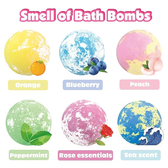 Bath Bombs for Kids with Surprise Inside 6 Large Organic Bubble Kids Bath Bomb with Bracelets and Rings Toys Safe and Natural bathbombs Easter Gifts for 4 5 6 7 8 9 Years Old Girls Birthday Christmas - Bloomnest