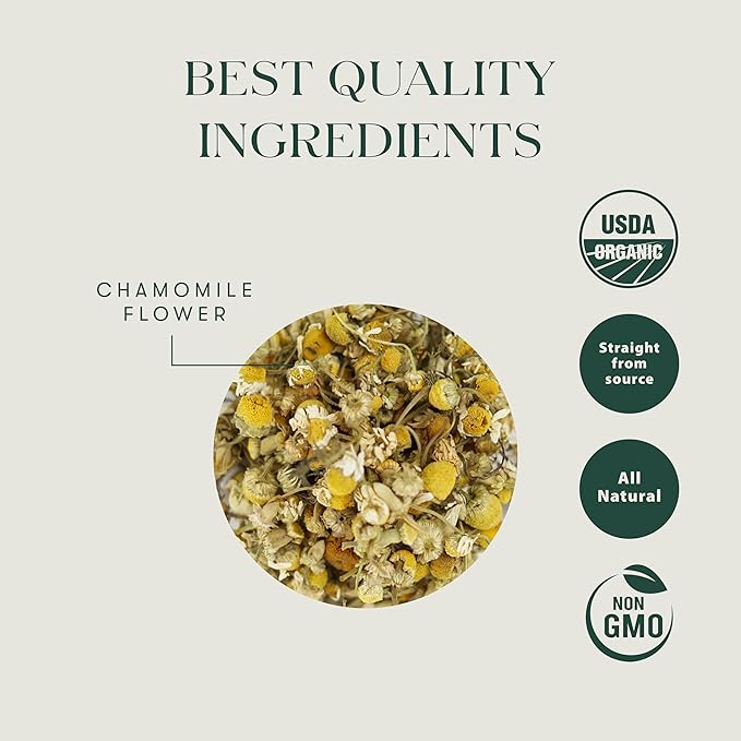 Luxmi Estates Chamomile Herbal Tea, 50 Tea Bags, Herbal Tea, Caffeine-Free, Single Ingredient Pure Chamomile, 50 Cups - Bloomnest