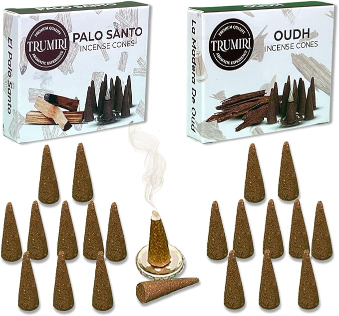 Palo Santo & Oud Incense Combo - 20 Cone Incense - Scented TRUMIRI