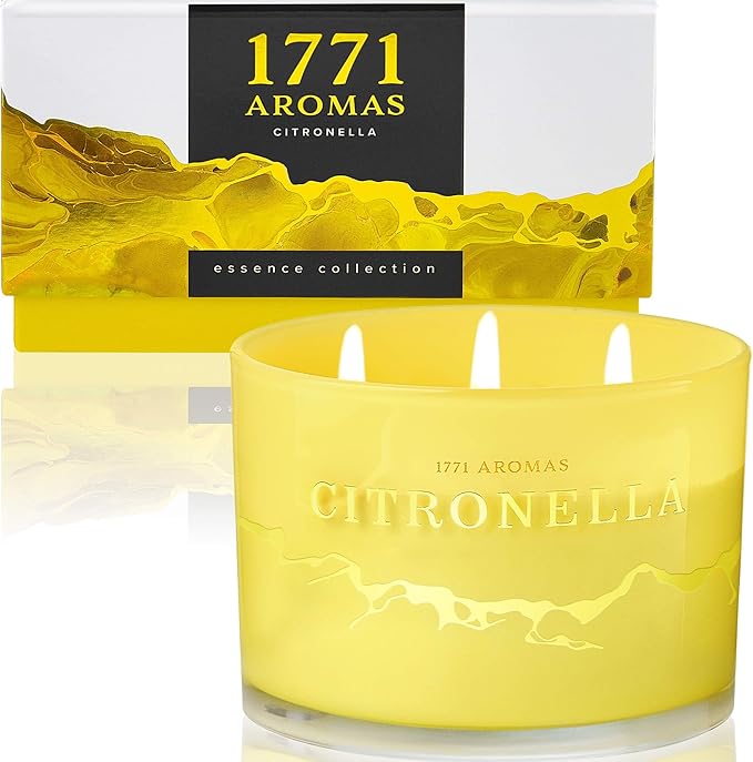 Citronella Candles Clearance - Outdoor and Indoor - Large 3 Wick Jar Candle - 100% Natural Soy Wax - Up to 50 Hours Burning Time - Gift-Ready Candle for Men & Women - Bloomnest