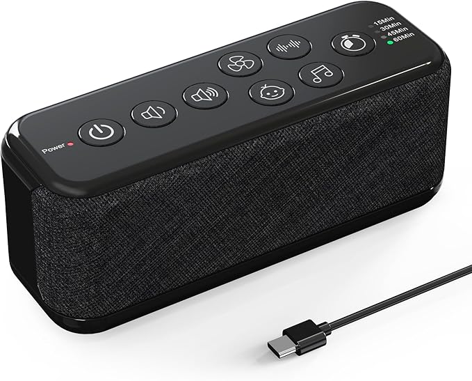 Raynic White Noise Machine, 42 Soothing Sounds Noise Machine, Rechargeable Battery Sound Machine with 8 Volumes, 5 Timers, Type-C Port, Headphone Jack for Baby, Adult, Home, Travel, Office - Bloomnest