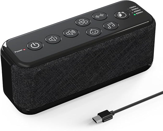 Raynic White Noise Machine, 42 Soothing Sounds Noise Machine, Rechargeable Battery Sound Machine with 8 Volumes, 5 Timers, Type-C Port, Headphone Jack for Baby, Adult, Home, Travel, Office - Bloomnest