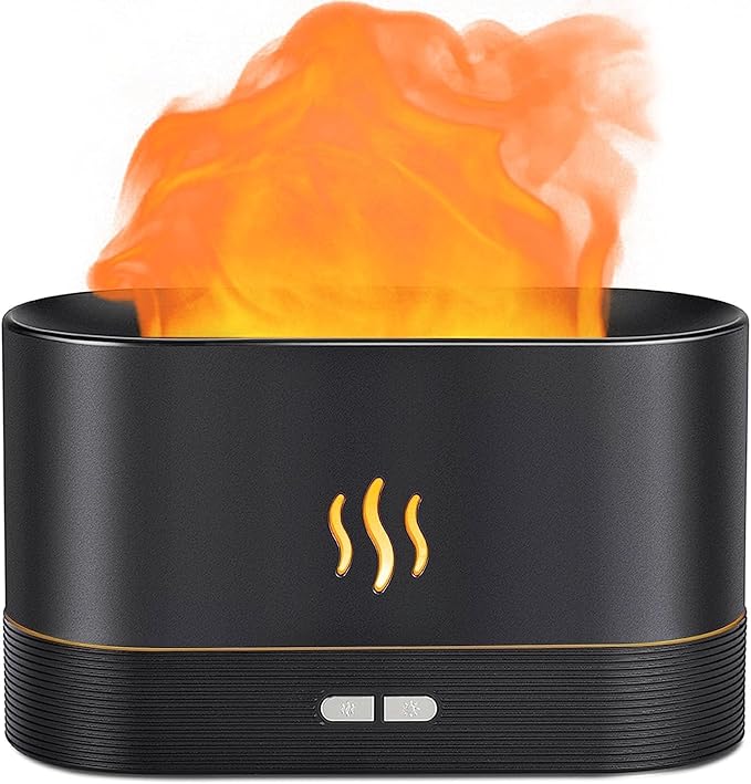 Flame Air Diffuser Humidifier,Upgraded Scent Diffuser for Essential Oils,Ultrasonic Aromatherapy,Fire Mist Humidi with 2 Brightness,Auto-Off Function for Room Home Office(Black) - Bloomnest