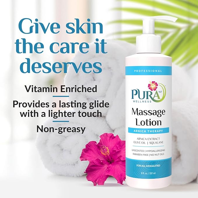 Wellness Professional Arnica Therapy 8oz Massage Lotion, for Bruising, Olive Oil, Arnica Extract, Unscented, Hypoallergenic, Natural, Skin Moisturizing and Hydrating, Deep Tissue - Bloomnest