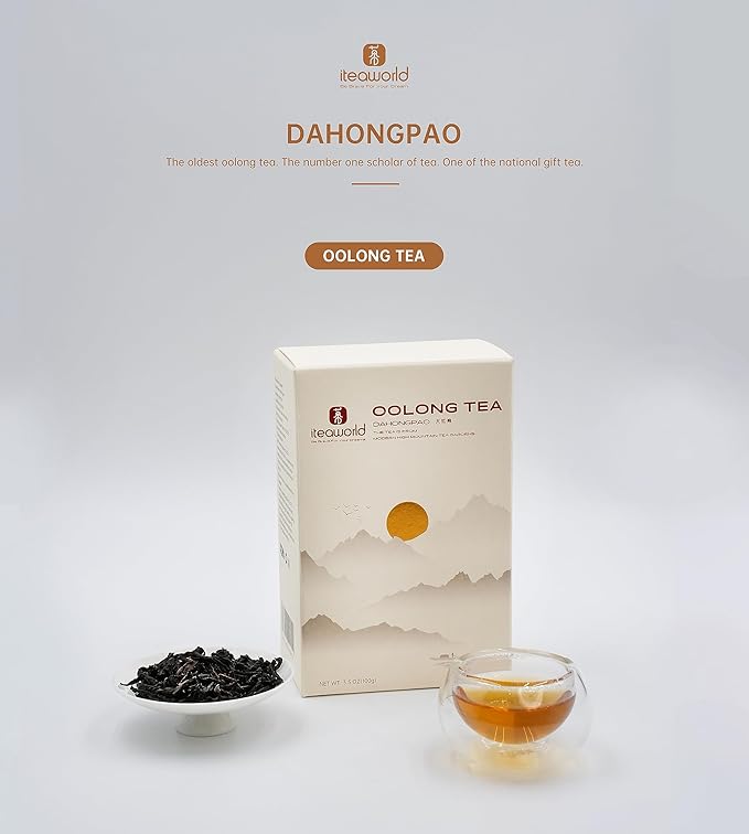 iTeaworld Da Hong Pao - Oolong Loose Leaf - Wuyi Rock Tea, Oolong Tea Loose Leaf Scent Whole Loose leaves for Daily Use, with 20 Eco-Conscious Tea Bags （3.5oz/100g) - Bloomnest