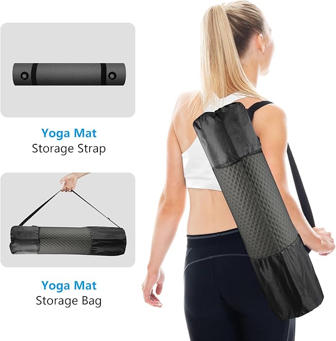 LFS Yoga Mat 72.8" x 31.5" x 2/5 inch Thick With Strap and Bag, Extra Wide Workout Mat for Women and Men, Non Slip Exercise Mat for Home Outdoor Yoga, Pilates, Stretching, Floor & Fitness Workouts - Bloomnest