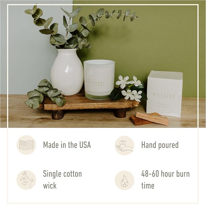 Snowy Night Single Wick Soy Candles, Luxury Scented Candles for Home - Up to 60 Hour Burn Time, Cruelty-Free Soy Wax Blend - Fir Needle Fragrance, Notes of Cedarwood & Berries (9 oz) - Bloomnest