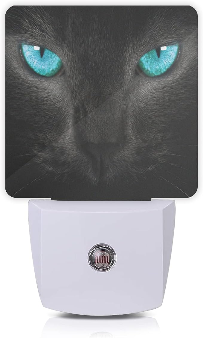 Cat Night Light,Black Cat Eye Plug-in Night Lights with Dusk-to-Dawn Sensor for Girlfriend/Boyfriend Gift Sleep Friendly lamp for Bedroom, Bathroom and Living Room,0.5W