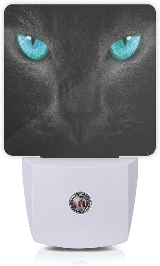 Cat Night Light,Black Cat Eye Plug-in Night Lights with Dusk-to-Dawn Sensor for Girlfriend/Boyfriend Gift Sleep Friendly lamp for Bedroom, Bathroom and Living Room,0.5W