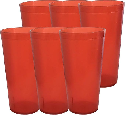 Party Outlaw Orange Plastic Cup Tumblers 6 Pc 16oz Lightweight, Heavy Duty Stackable Cafe Style Plastic Glasses. Reusable & Dishwasher Safe Ice Tea & Water Cupsafe Ice Tea & Water Cups - Bloomnest