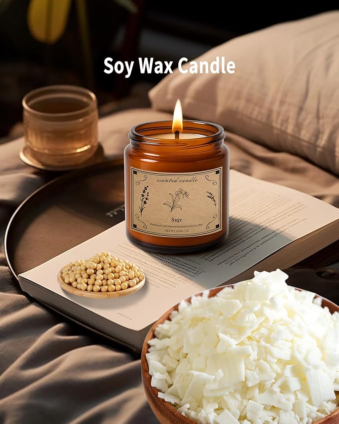 Sage Candles for Cleansing, 16oz Large Jar White Scented Candle, Over 100 Hours of Burn Time, Ideal for Home Decor and Gift - Bloomnest