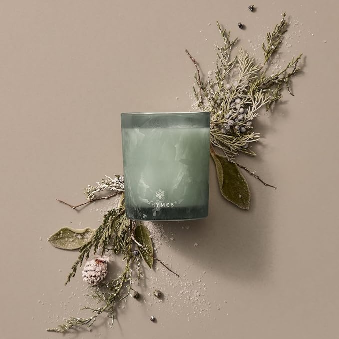 Thymes Scented Candles for Home Decor - Luxury Home Fragrance Gifts for Women & Men - Winter Candles with Crisp Notes of Sage, Eucalyptus, & Cypress Needles - Sage-Green (Highland Frost, 6.5 oz) - Bloomnest