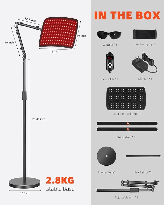 Red Light Therapy for Body, 3 in 1 Infrared Red Light Therapy Lamp with Stand & Wrap, 660nm+850nm, 4 Modes & 6 Timers, Full Body Red Light Panel at Home for Beauty Recovery Relaxation Bloomnest
