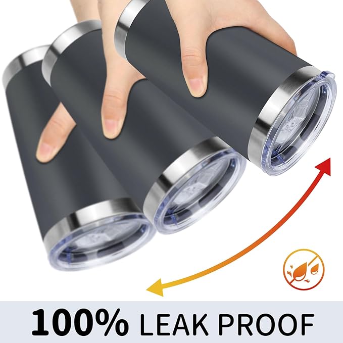 20oz Stainless Steel Tumbler Bulk with Lid, Travel Mug - Double Wall Vacuum Powder Coated Cup - Grey, 12 Pack - Bloomnest