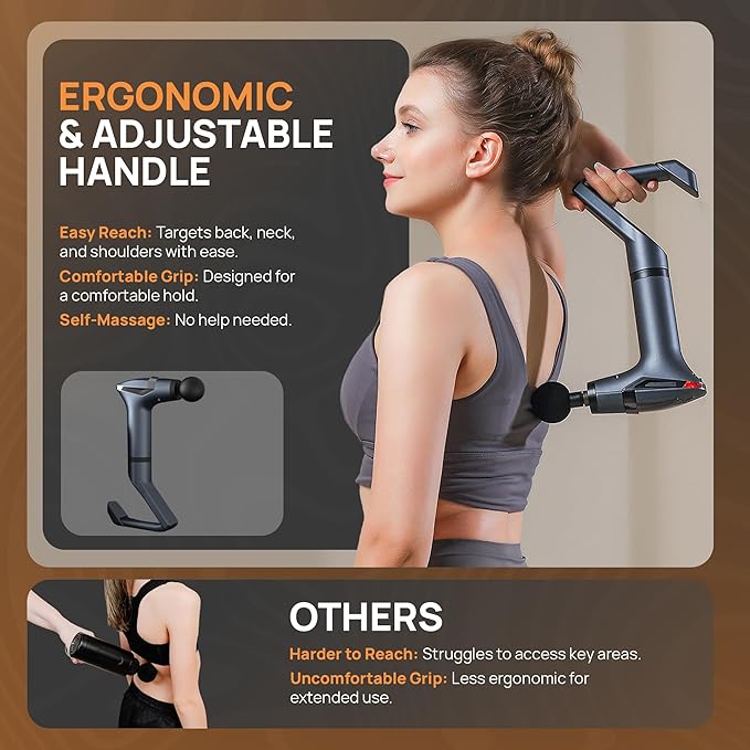 Massage Gun Deep Tissue with Muscle Massager Belt for Relaxation with Extended Handle 3-In-1 Back Massager for Pain Relief, 12 Speed Levels & 4 Replaceable Heads for Athletes, Gym Recovery and Seniors - Bloomnest