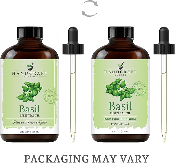 Handcraft Blends Basil Essential Oil – Huge 4 Fl Oz – 100% Pure and Natural – Premium Grade Essential Oil for Diffuser and Aromatherapy, Skin, Massage, Candle and Soap Making Fragrance - Bloomnest