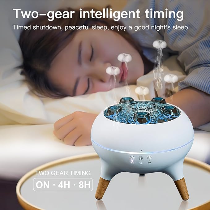 Essential Oil Diffuser 250ML,Jellyfish Diffuser Air Humidifiers Sound Pickup Ultrasonic Aromatherapy Diffuser Remote Control 7 Color Lights for Home Bedroom Office Hotel(White) - Bloomnest