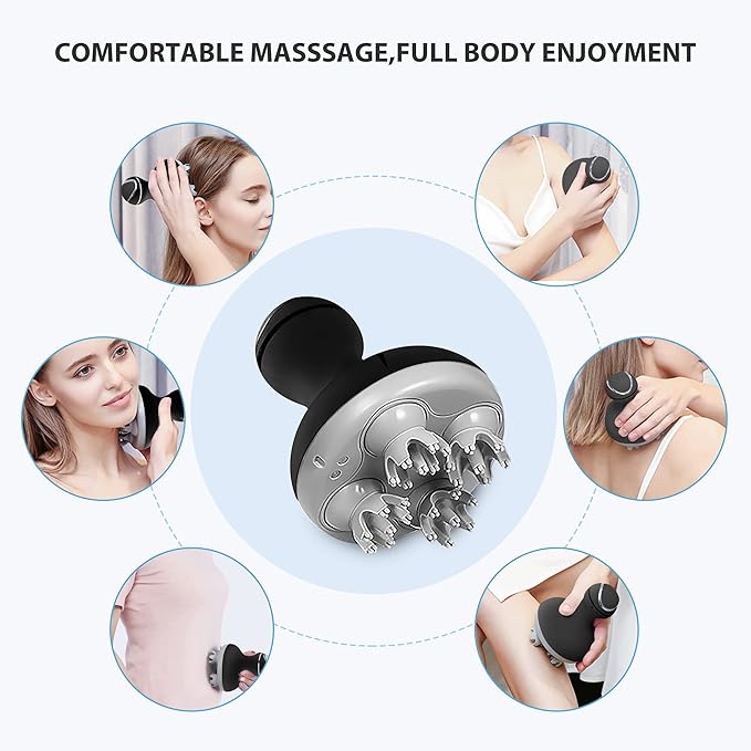 COMFIER Electric Scalp Massager, Waterproof Head Massager with Mutlti-Modes Vibration, Handheld Portable Head Scratcher for Hair Growth, Dog Cat Massager for Deep Clean and Stress Relax COMFIER