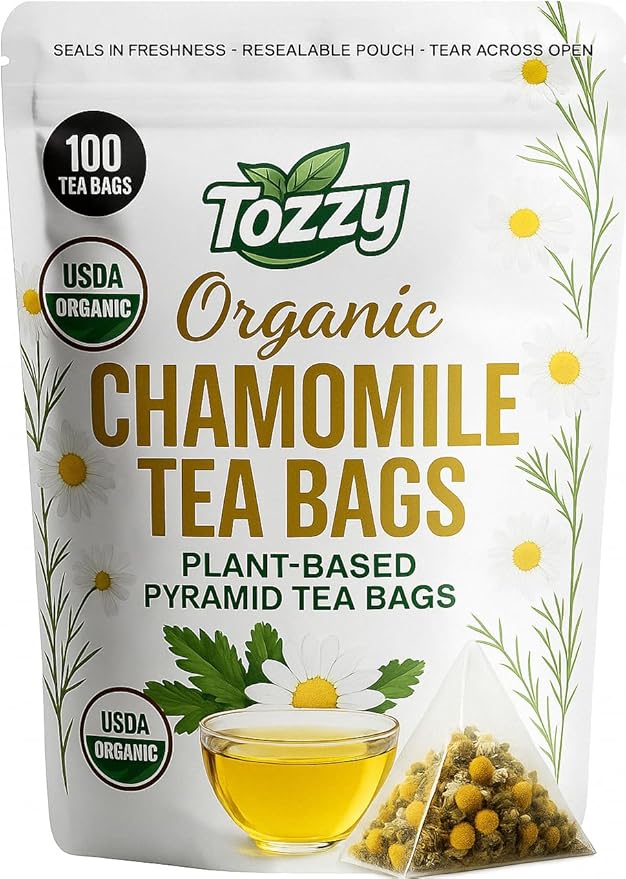 Tozzy Organic Chamomile Tea – 100 Count, Plant-Based Pyramid Tea Bags - Bloomnest