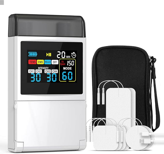 TENS Unit EMS Muscle Stimulator for Pain Relief, 4-in-1 TENS & EMS & Relax & DIY, 4-Channel 60 Modes 30 Intensity with Upgraded Color Screen for Back, Neck, Shoulder, Sciatica Baoliter