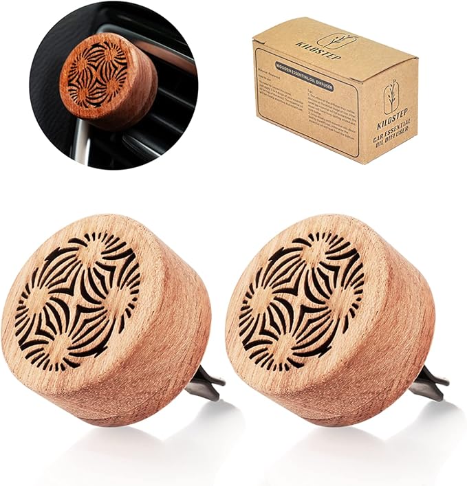 Essential Oil Car Diffuser, 2 PCS Car Aromatherapy Wood Diffuser with Vent Clip - Bloomnest