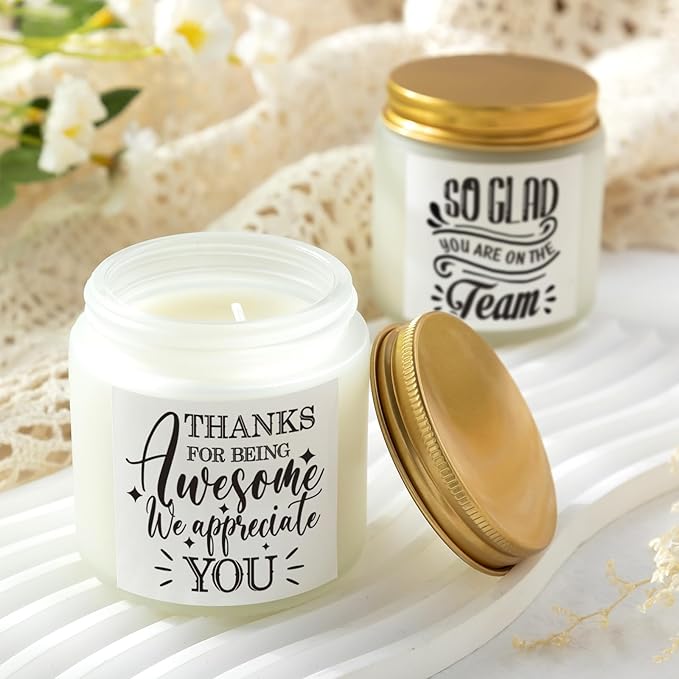 MTLEE 20 Pcs Thank You Gifts Candles 3.5 oz Employee Appreciation Inspirational Scented Soy Wax Candle Thank You Gift Christmas Gifts for Coworker Women Volunteer Teacher(Employee,White) - Bloomnest