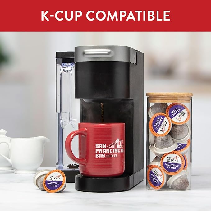 San Francisco Bay Compostable Coffee Pods - Hazelnut Crème (80 Ct) K Cup Compatible including Keurig 2.0, Flavored, Medium Roast - Bloomnest