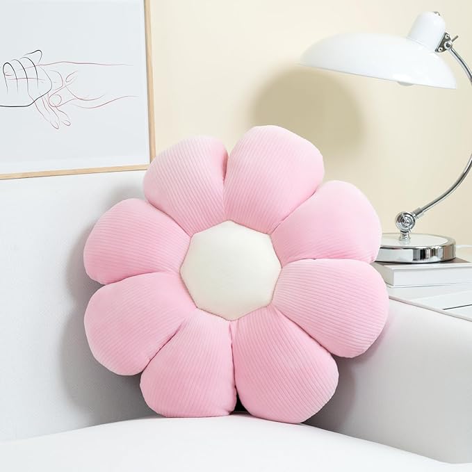 sioloc Flower Pillow,Flower Shaped Throw Pillow Butt Cushion Floor Pillow,Seating Cushion,Cute Room Decor & Plush for Bedroom Sofa Chair(Blush,23.6'') - Bloomnest