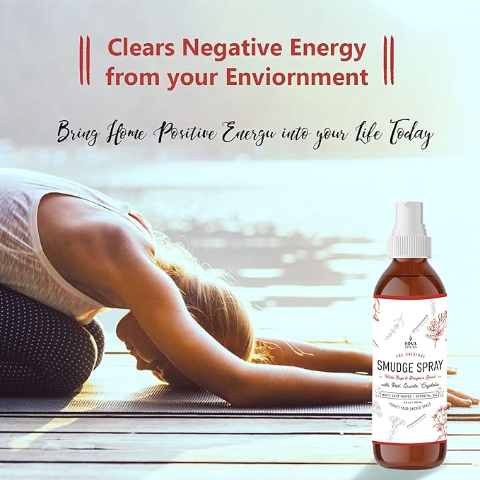 SOUL STICKS White Sage & Dragon’s Blood Smudge Spray – 3.5oz Smokeless Energy Mist with Quartz Crystals – Protective Smudging Spray for Aura Cleansing & Home Energy Clearing SoulSticks