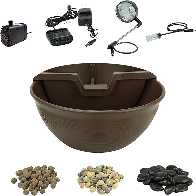 Aquascape AquaGarden Tabletop Desktop Fountain Kit with Waterfall, Meditation, Relaxation, Mocha - Bloomnest