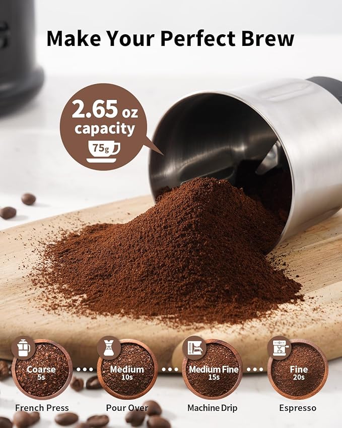 SHARDOR One Touch Coffee Grinder Electric, Spice, Herb, For Coffee Bean Spices and Seeds with 1 Removable Stainless Steel Bowl, Dry Grinder, Black - Bloomnest