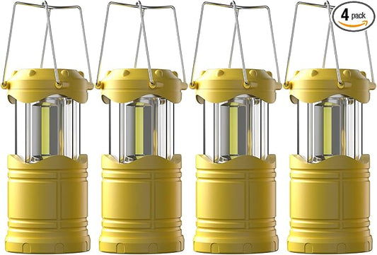 Lichamp LED Camping Lantern, 4 Pack Battery Powered Flashlight for Power Outages, Portable Collapsible Hanging Light Essential for Home, Outdoor, Emergency Lamp Survival Kit Gear for Hurricane, Yellow - Bloomnest