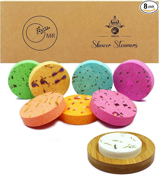 Shower Steamers Aromatherapy - 8 Pack Organic Shower Bombs with Natural Essential Oil, Self Care and Stress Relief Birthday/Home Spa/Christmas Stocking Stuffers/White Elephant Gifts for Women - Bloomnest