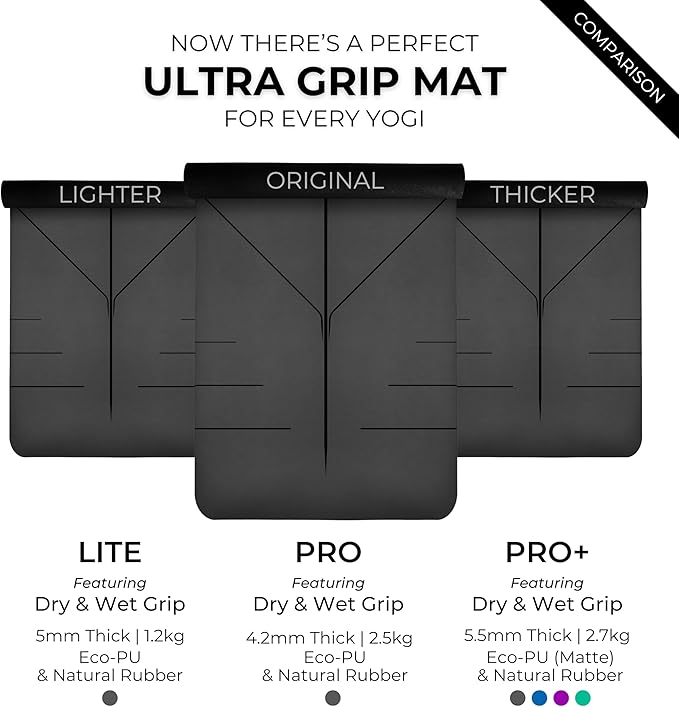 Plyopic. Ultra-Grip Pro Yoga Mat – EXTREME Non-Slip Performance - Dry Grip & Wet Grip - Alignment Lines - Comfortable & Sweat Resistant - For Yoga, Pilates, Exercise, Workout, Bikram & Hot Yoga - Bloomnest