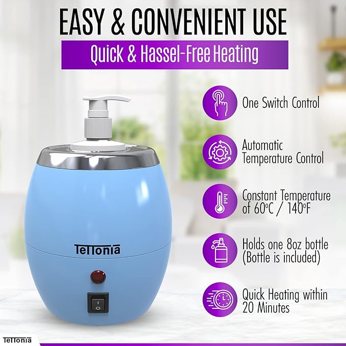 Massage Oil/Lotion Bottle Warmer - Auto-Temperature (Blue Pastel) - Bloomnest