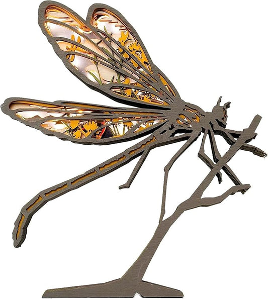 3D Wooden Animal Carving LED Night Light, Wood Carving Light, Modern Home Decoration, Decorative Tables, Cabinets, Living Rooms, Bedrooms, Offices, Farmhouses, Bookshelves, Perfect Holiday Gifts - Bloomnest